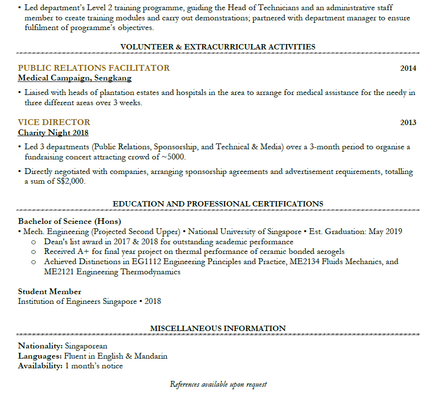 singapore resume template 2020