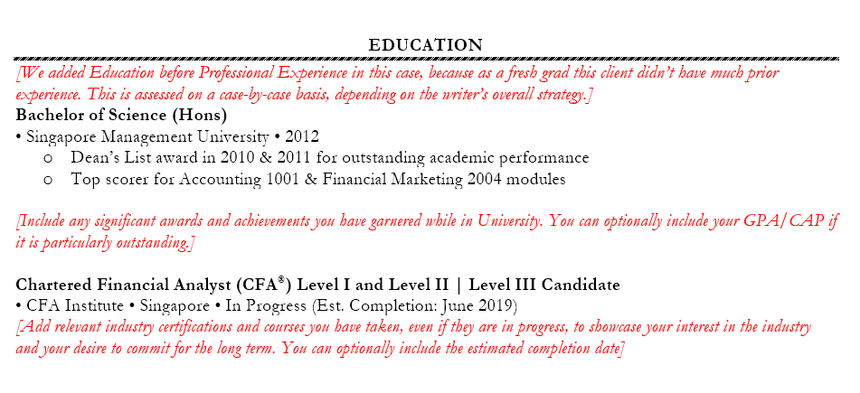 Fresh Graduate Resume Sample Singapore Cv Template